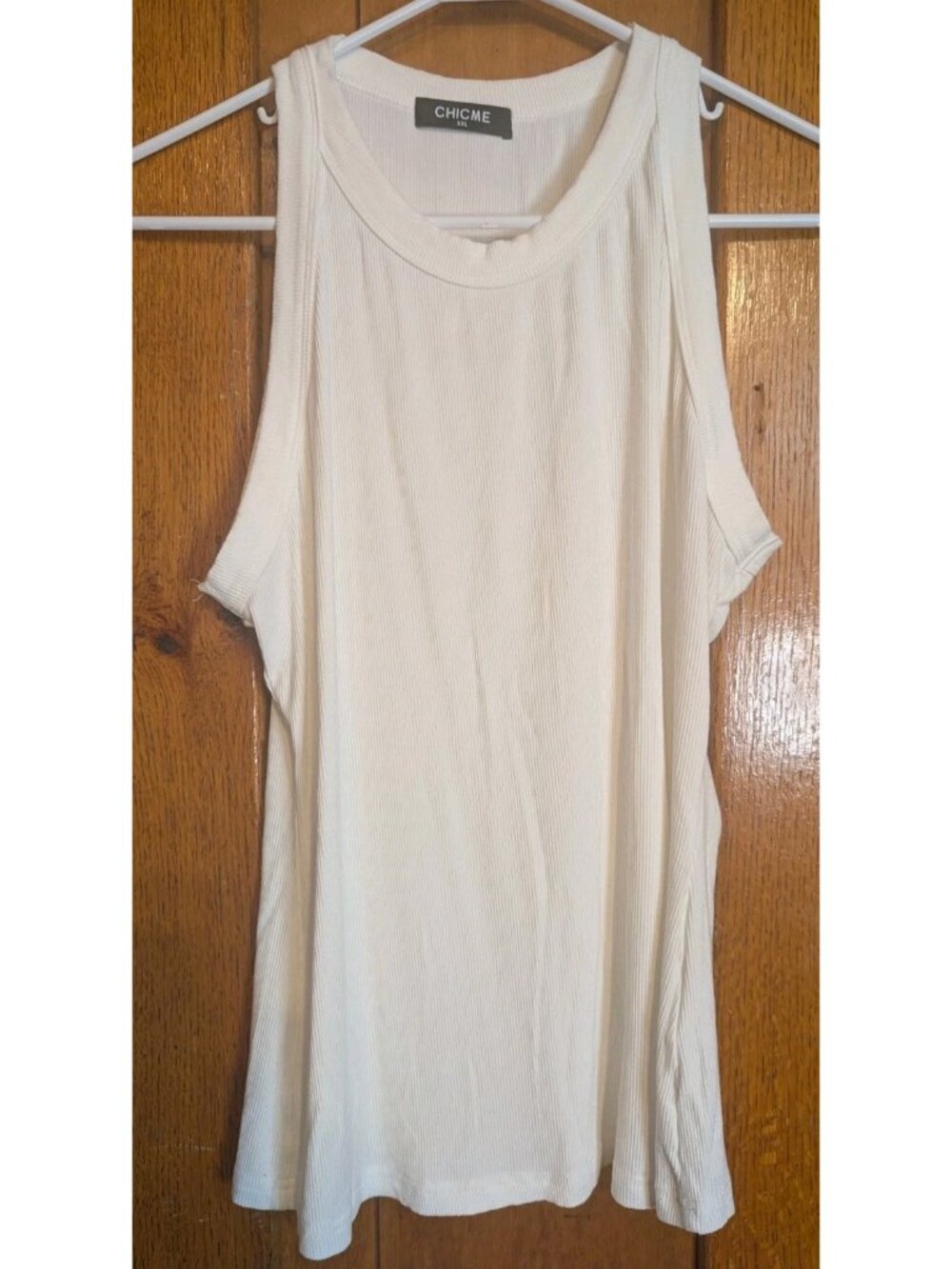 Chicme Racerback Ribbed Tank in White Size XXL -036